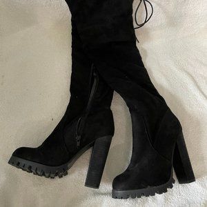 Black Over the Knee Suede Boots